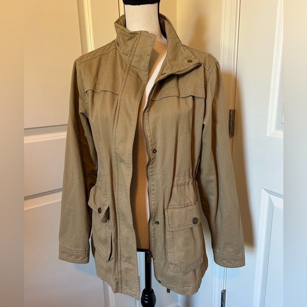Waven Anorek cinch waist button down tan/khaki utility jacket